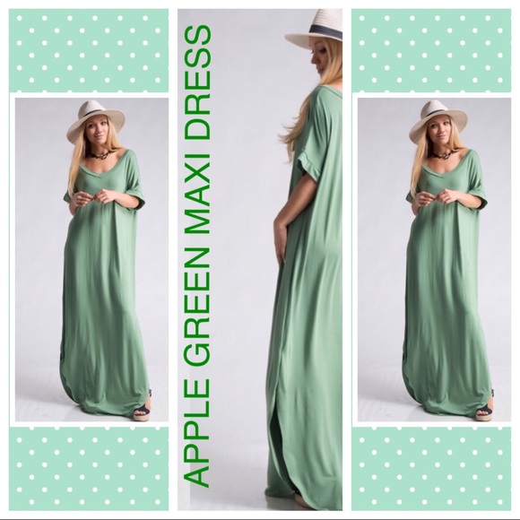 ‼️LAST 1‼️🍏APPLE GREEN MAXI DRESS S-M-L NWT🍏 - Picture 4 of 8